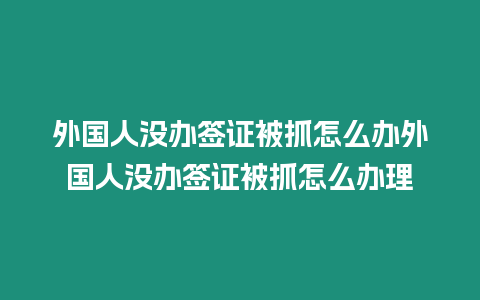 外國人沒辦簽證被抓怎么辦外國人沒辦簽證被抓怎么辦理