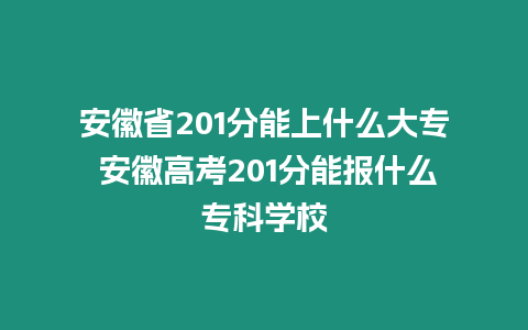 安徽省201分能上什么大專 安徽高考201分能報什么專科學校