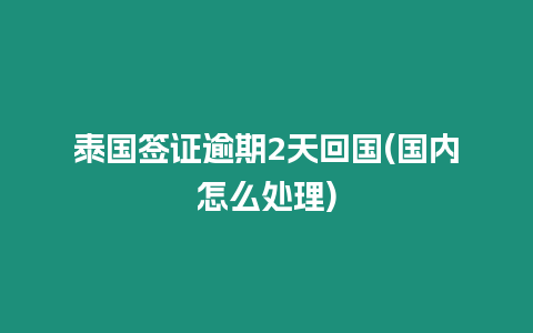 泰國簽證逾期2天回國(國內怎么處理)