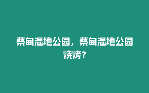 蔡甸濕地公園，蔡甸濕地公園燒烤？