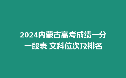 2024內蒙古高考成績一分一段表 文科位次及排名