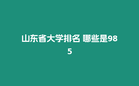 山東省大學排名 哪些是985