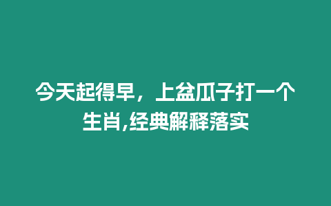 今天起得早，上盆瓜子打一個生肖,經典解釋落實