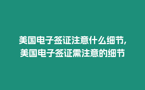 美國電子簽證注意什么細節,美國電子簽證需注意的細節