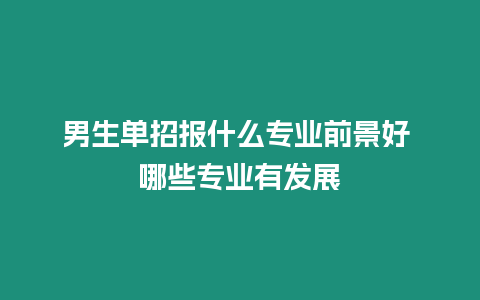 男生單招報什么專業前景好 哪些專業有發展