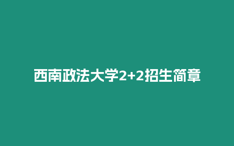 西南政法大學2+2招生簡章