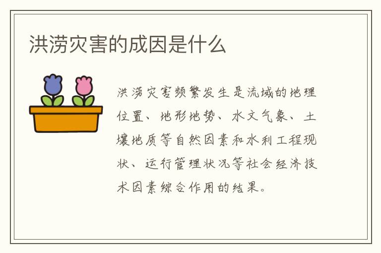 洪澇災(zāi)害的成因是什么