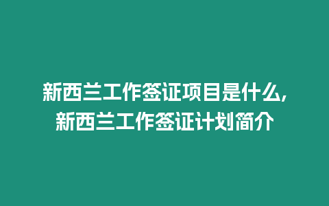 新西蘭工作簽證項目是什么,新西蘭工作簽證計劃簡介