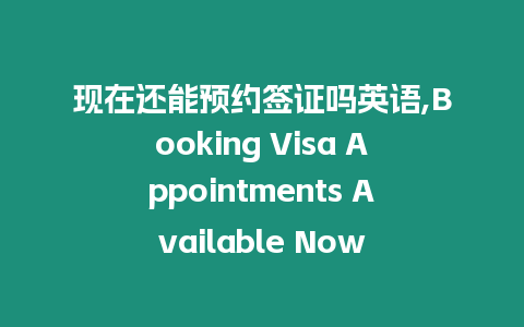 現在還能預約簽證嗎英語,Booking Visa Appointments Available Now