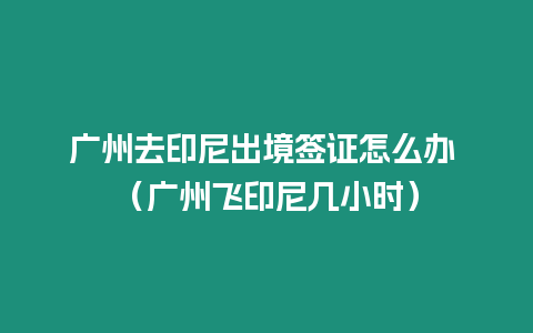 廣州去印尼出境簽證怎么辦 （廣州飛印尼幾小時(shí)）