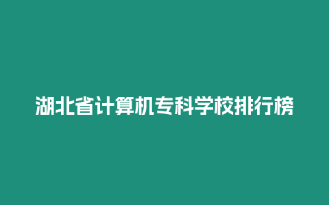 湖北省計(jì)算機(jī)專科學(xué)校排行榜