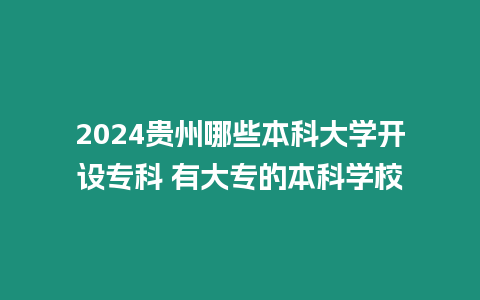 2024貴州哪些本科大學開設專科 有大專的本科學校