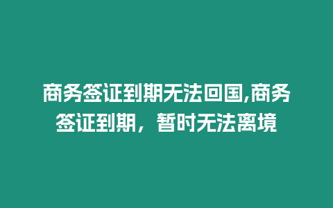 商務簽證到期無法回國,商務簽證到期，暫時無法離境