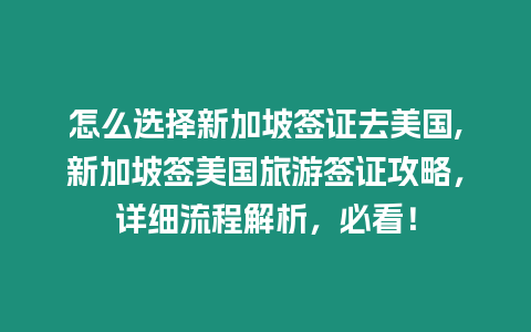 怎么選擇新加坡簽證去美國,新加坡簽美國旅游簽證攻略，詳細流程解析，必看！