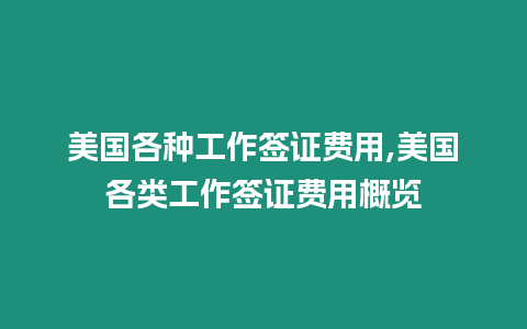 美國各種工作簽證費用,美國各類工作簽證費用概覽