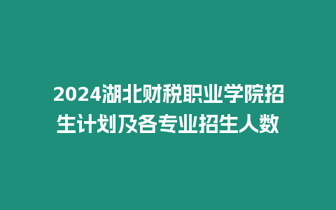 2024湖北財稅職業學院招生計劃及各專業招生人數