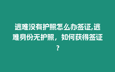 逃難沒有護照怎么辦簽證,逃難身份無護照，如何獲得簽證？