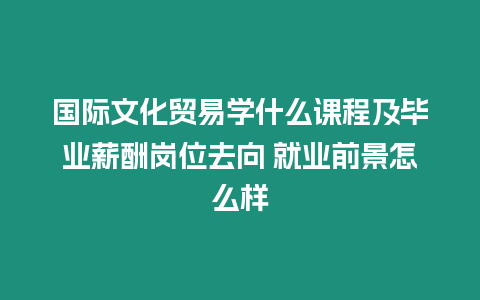 國際文化貿易學什么課程及畢業薪酬崗位去向 就業前景怎么樣