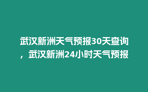 武漢新洲天氣預報30天查詢，武漢新洲24小時天氣預報