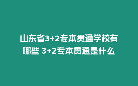 山東省3+2專本貫通學校有哪些 3+2專本貫通是什么