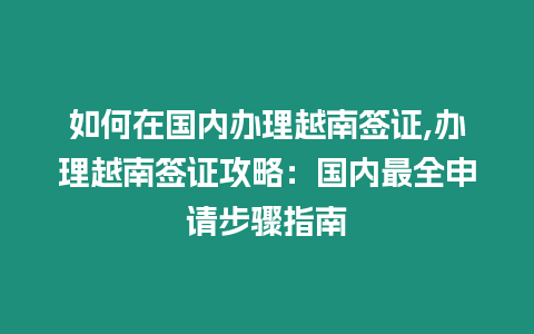 如何在國內辦理越南簽證,辦理越南簽證攻略：國內最全申請步驟指南