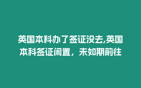 英國本科辦了簽證沒去,英國本科簽證閑置，未如期前往