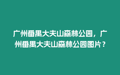 廣州番禺大夫山森林公園，廣州番禺大夫山森林公園圖片？