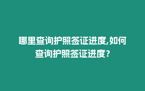 哪里查詢護照簽證進度,如何查詢護照簽證進度？