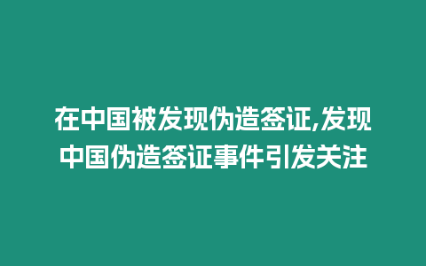 在中國被發(fā)現(xiàn)偽造簽證,發(fā)現(xiàn)中國偽造簽證事件引發(fā)關(guān)注