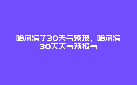 哈爾濱了30天氣預(yù)報(bào)，哈爾濱30天天氣預(yù)報(bào)氣