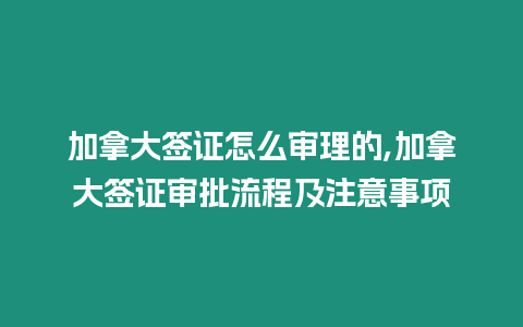 加拿大簽證怎么審理的,加拿大簽證審批流程及注意事項