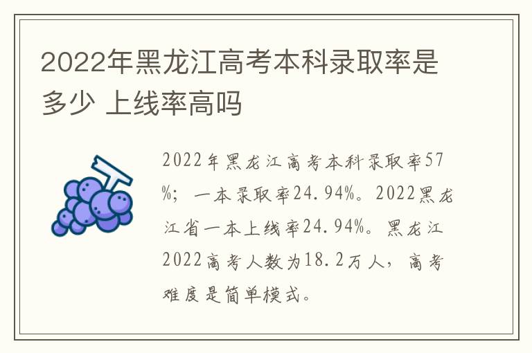 2022年黑龍江高考本科錄取率是多少 上線率高嗎