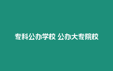 專科公辦學校 公辦大專院校