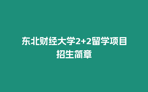 東北財經大學2+2留學項目招生簡章