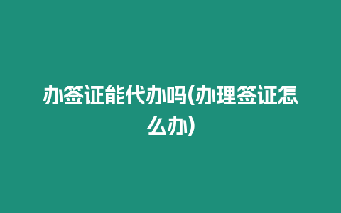 辦簽證能代辦嗎(辦理簽證怎么辦)