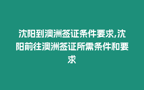 沈陽到澳洲簽證條件要求,沈陽前往澳洲簽證所需條件和要求