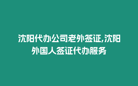 沈陽代辦公司老外簽證,沈陽外國人簽證代辦服務(wù)