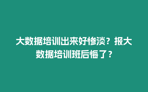 大數據培訓出來好慘淡？報大數據培訓班后悔了？