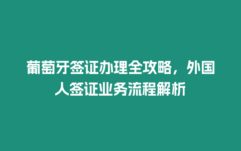 葡萄牙簽證辦理全攻略，外國人簽證業務流程解析