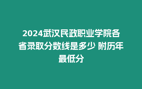 2024武漢民政職業學院各省錄取分數線是多少 附歷年最低分