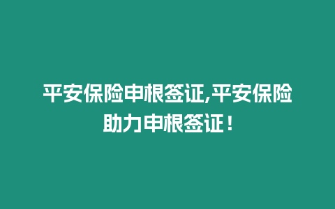 平安保險申根簽證,平安保險助力申根簽證！