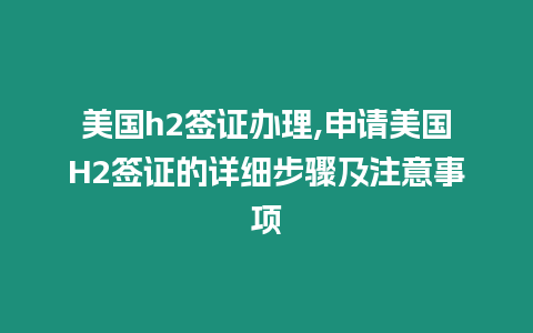 美國h2簽證辦理,申請美國H2簽證的詳細步驟及注意事項