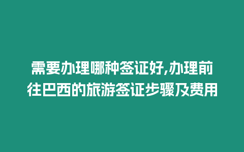 需要辦理哪種簽證好,辦理前往巴西的旅游簽證步驟及費用