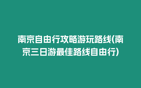 南京自由行攻略游玩路線(南京三日游最佳路線自由行)