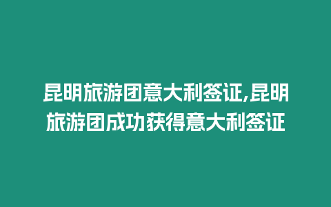 昆明旅游團意大利簽證,昆明旅游團成功獲得意大利簽證