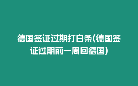 德國簽證過期打白條(德國簽證過期前一周回德國)