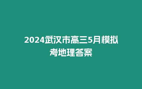 2024武漢市高三5月模擬考地理答案