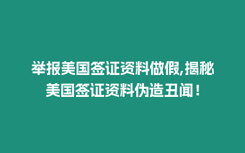 舉報美國簽證資料做假,揭秘美國簽證資料偽造丑聞！