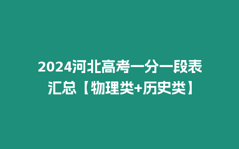 2024河北高考一分一段表匯總【物理類+歷史類】