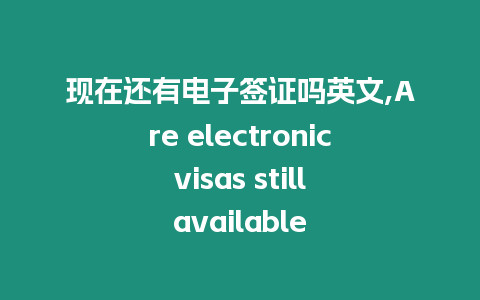 現在還有電子簽證嗎英文,Are electronic visas still available